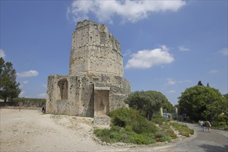 Ancient Roman monument and tower Tour Magne, Jardins de la Fontaine, Nîmes, Gard, Provence, France,