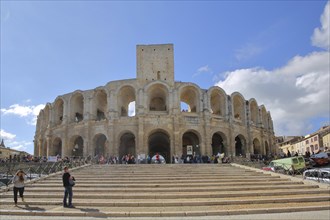 Staircase to the Amphithéâtre, tourists, visitors, landmark, staircase, Arles, Provence,