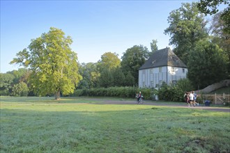 Goethe's garden house in the UNESCO Ilm Park, Jogger, Weimar, Thuringia, Germany, Europe