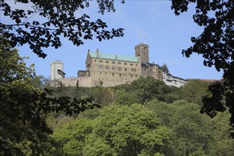 View of the Wartburg, mountain, tower, Eisenach, Thuringia, Germany, Europe