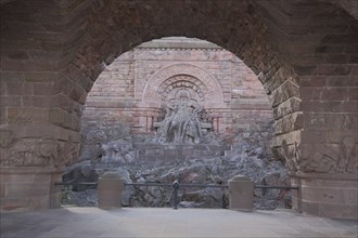 Barbarossa Frederick I German Emperor, red stone, archway, Kyffhäuser monument, Kyffhäuser,