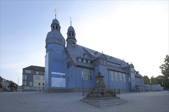 Baroque blue Market Church of the Holy Spirit, largest wooden church in Germany, blue, record,