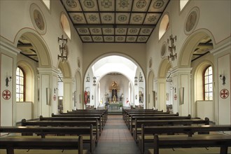 Interior view of the Gothic St Peter and Paul Church, Eichenzell, Hesse, Germany, Europe