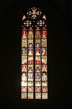 Stained glass window, church window, arts and crafts, silhouette, Katharinenkirche, Oppenheim,