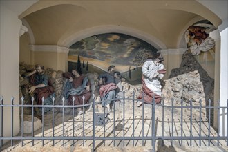 Mount of Olives scene at the parish church Mariae Heimsuchung 15th century, baroqueised in the 18th