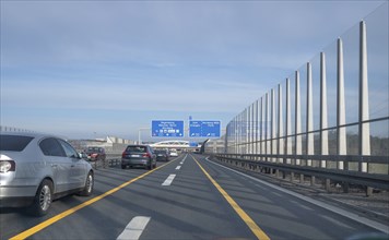 Noise barriers on the A 3 motorway, Bavaria, Germany, Europe