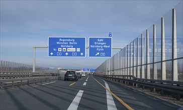 Noise barriers on the A 3 motorway, Bavaria, Germany, Europe