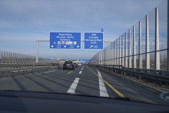 Noise barriers on the A 3 motorway, Bavaria, Germany, Europe