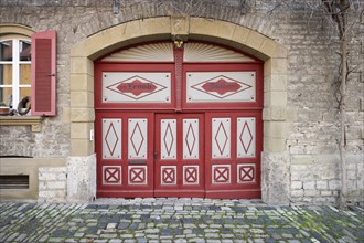 Historic, restored courtyard gate, Mainbernheim, Lower Franconia, Bavaria, Germany, Europe