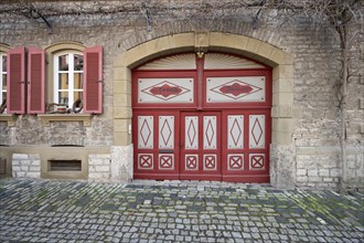 Historic, restored courtyard gate, Mainbernheim, Lower Franconia, Bavaria, Germany, Europe