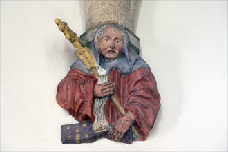 Figure of Abbot Bernhard Roggenbauch, 1471-1493, console stone in St Martin's Church, Plieningen,