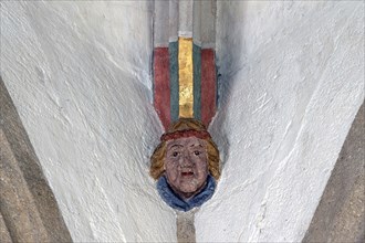 Self-portrait of the master builder Michel Schin, console stone in St Martin's Church, Plieningen,