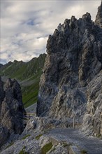 Rocky path below Weisshorn, Davos, Graubünden, Switzerland, Europe