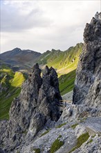 Rocky path below Weisshorn, Davos, Graubünden, Switzerland, Europe