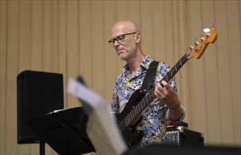 Bass player Jörg Gottwald of the jazz band LoT Late on Tuesday, Stuttgart, Baden-Württemberg,