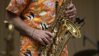 Detail shot, saxophonist Ulrich Schneider of the jazz band LoT Late on Tuesday, Stuttgart,