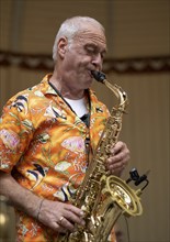 Saxophonist Ulrich Schneider of the jazz band LoT Late on Tuesday, Stuttgart, Baden-Württemberg,