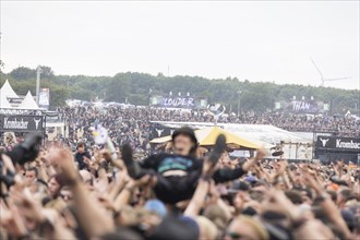 Crowdsurfer at the Wacken Open Air in Wacken. The traditional metal festival takes place from 31