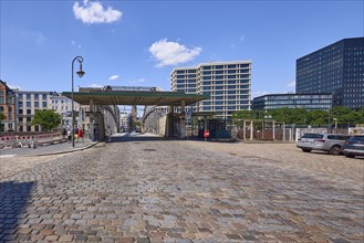 Kornhausbrücke and street Bei St. Annen made of cobblestones, Speicherstadt, Free and Hanseatic