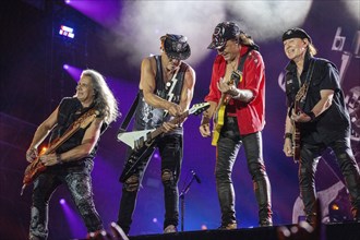 Pawel Maciwoda, Rudolf Schenker, Matthias Jabs and singer Klaus Meine from the band Scorpions at