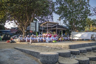 Ceremony on the beach. Religious ceremony of the Hindu faith on the beach of Sanur, Bali,