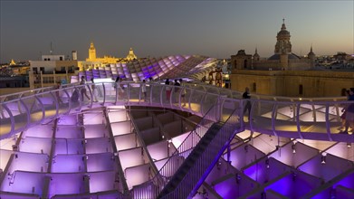 View from the Metropol Parasol in the evening, Setas de Sevilla, Sevilla, Andalusia, Spain, Europe