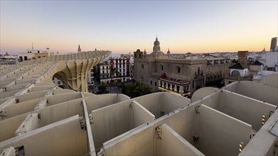 View from the Metropol Parasol in the evening, Setas de Sevilla, Sevilla, Andalusia, Spain, Europe