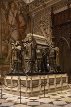 Sarcophagus of Christopher Columbus in the interior of the Cathedral of Santa Maria de la Sede in