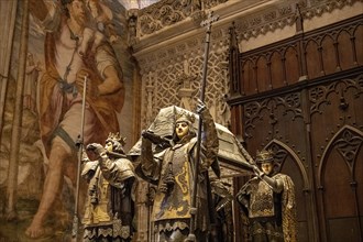 Sarcophagus of Christopher Columbus in the interior of the Cathedral of Santa Maria de la Sede in