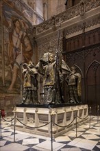 Sarcophagus of Christopher Columbus in the interior of the Cathedral of Santa Maria de la Sede in