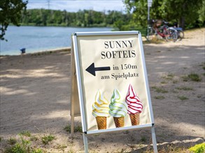 Shield Sunny soft ice cream at Jersleber See, Jersleben, Saxony-Anhalt, Germany, Europe