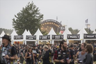 Louder stage and food stands at the Wacken Open Air in Wacken. The traditional metal festival takes