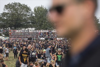 Merchandise stand at the Wacken Open Air in Wacken. The traditional metal festival will take place