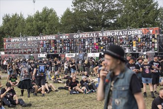 Merchandise stand at the Wacken Open Air in Wacken. The traditional metal festival will take place