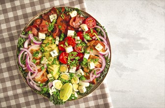 Cobb salad, keto food, top view, no people, close-up