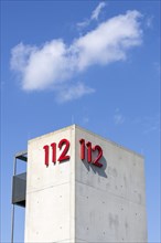 Symbolic image, emergency number 112 on a building, facade, emergency call, emergency, police, fire