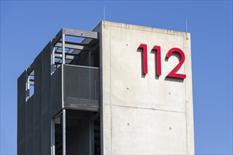 Symbolic image, emergency number 112 on a building, facade, emergency call, emergency, police, fire