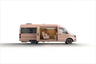 Elegant modern pink van with a luxurious, sleek design and a comfortable interior, AI generated