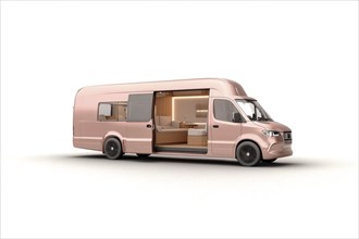 Spacious and luxurious pink van featuring a modern design and a stylish interior, AI generated