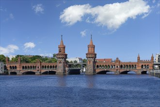 Double deck Oberbaum bridge over the Spree river, Berlin, Germany, Europe