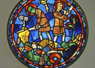 Replica of a stained glass depicting the life of Charlemagne in the Chartres cathedral (Stained