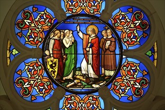 Stained glass representing Saint Martin (Stained glass museum at Curzay/Vonne, France) . Stained