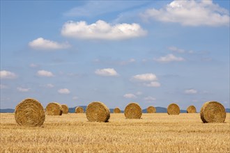 Straw bales on a stubble field, Viehstrich, Southern Palatinate, Palatinate, Rhineland-Palatinate,