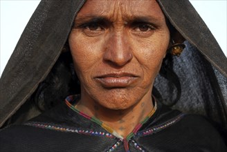 Sad woman (Gujarat, India) . She belongs to the rabari caste