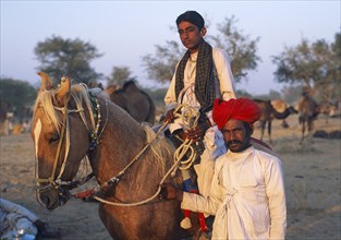 Men from the Rebari caste (Rajasthan, India), They are participating at a local fair where they