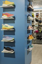 Advice and sale of sporting goods, here running shoes, in retail, Bonn, 31.07.2024. Specialist