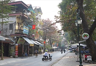 Street scene at the Buddhist Thay Temple or Chua Thay or Master Temple, Sai Son Village, Hanoi