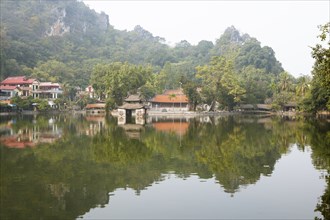 Buddhist Thay Temple or Chua Thay or Master Temple at Panorama Lake, behind Sai SÆ¡n Mountain, Sai