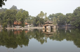 Buddhist Thay Temple or Chua Thay or Master Temple at Panorama Lake, Sai Son Village, Hanoi