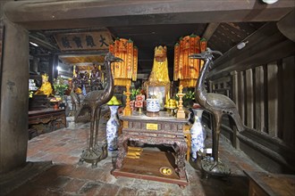 Altar in the Buddhist Thay Temple or Chua Thay or Master Temple, Sai Son Village, Hanoi Province,